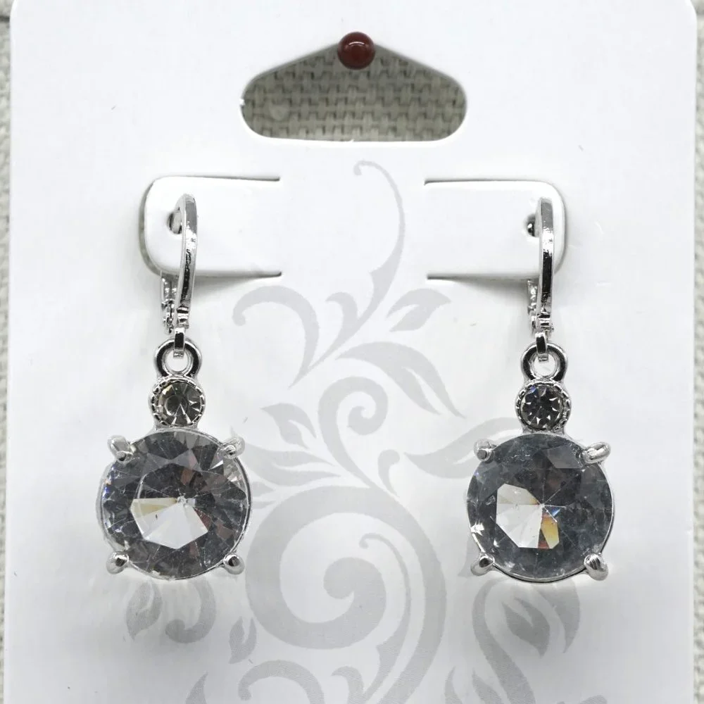 Necklace set with earrings and chain. Clear crystal and chain extension. - Picture 4 of 5
